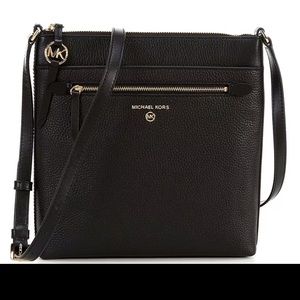 Michael Kors Jet Set Pebbled Leather Large Flat Crossbody Bag